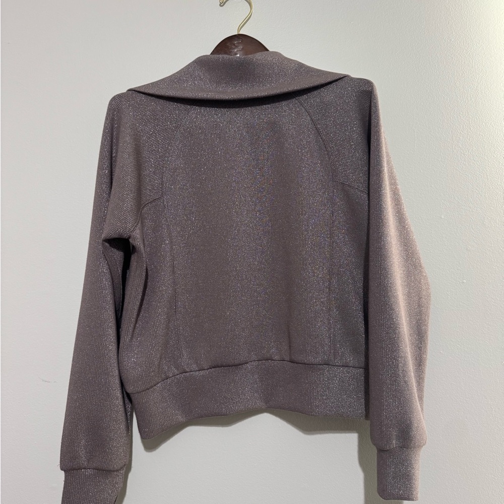 SPANX Shimmer Half-Zip Pullover - Dusty Mauve Size Small LIKE NEW - Picture 5 of 9